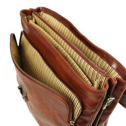 Alessandria Cartable porte ordinateur TL SMART multi compartiments en cuir Marron foncé TL141448