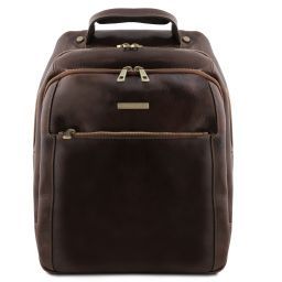 Phuket Sac à dos en cuir porte ordinateur avec 3 compartiments Marron foncé TL141402