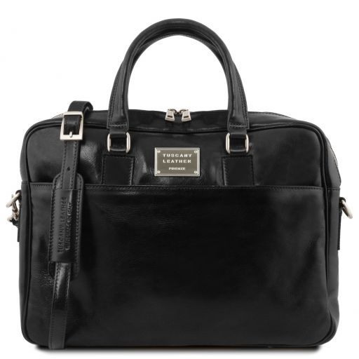 Urbino Maletín en Piel Para Ordenador 2 Compartimentos con Bolsillo Delantero Negro TL141894