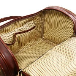 TL Voyager Reisetasche aus Leder mit 2 Reissverschluss Seitentaschen - Klein Braun TL141441