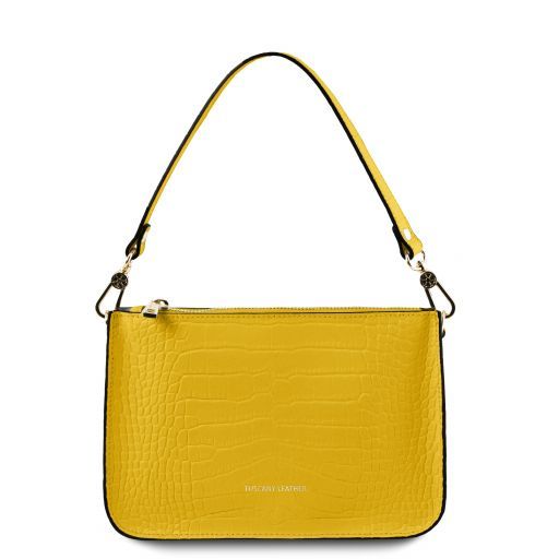 Cassandra Croc Print Leather Clutch Handbag Желтый TL141917
