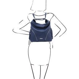 TL Bag Sac bandoulière en cuir souple convertible en sac à dos Bleu foncé TL141938
