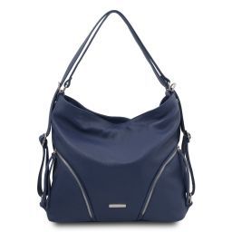 TL Bag Borsa al hombro en piel suave convertible en mochila Azul oscuro TL141938