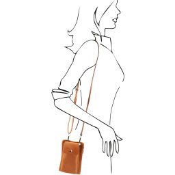 TL Bag Soft Leather cellphone holder mini cross bag Темный серо-коричневый TL141423