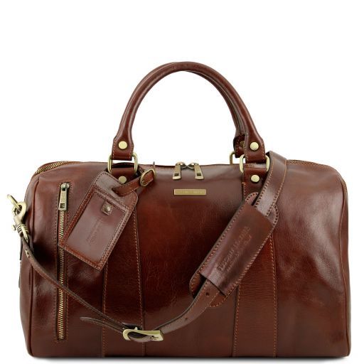 TL Voyager Travel Leather Duffle bag - Small Size Brown TL141216