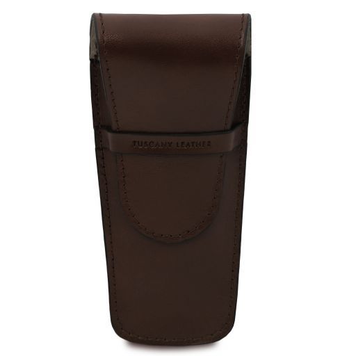 Элегантный кожаный футляр для 2х ручек Темно-коричневый TL141273