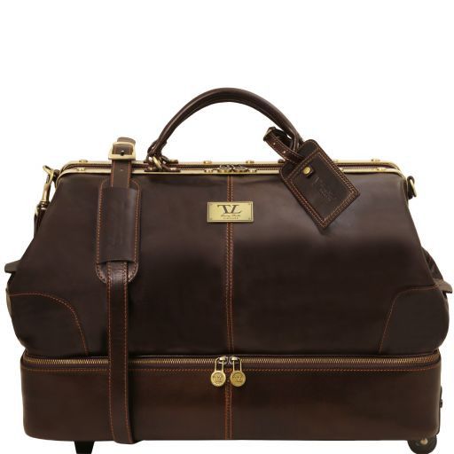 Siviglia Two Wheeles Double-bottom Gladstone Leather bag Темно-коричневый TL141451