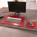 Office Set Sottomano da Scrivania e Tappetino per Mouse in Pelle Rosso TL141980