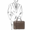 Treviso Leather Laptop Briefcase Dark Taupe TL141986