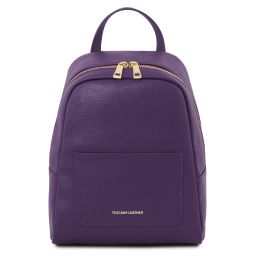 purple backpack leather