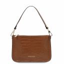 Cassandra Croc Print Leather Clutch Handbag Cinnamon TL141917