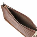 Cassandra Croc Print Leather Clutch Handbag Cinnamon TL141917