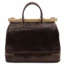Barcellona Double-bottom Gladstone Leather Bag Dark Brown TL141185