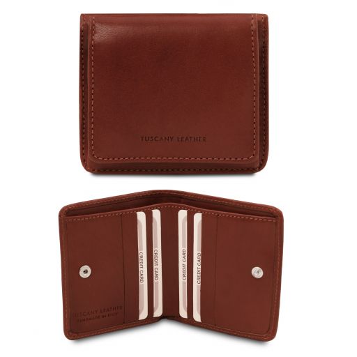 Exclusive Leather Wallet With Coin Pocket Brown TL142059