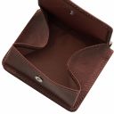 Exclusive Leather Wallet With Coin Pocket Dark Brown TL142059