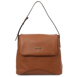 TL Bag Soft leather shoulder bag Cognac TL142082