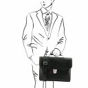Alessandria Leather Multi Compartment TL SMART Laptop Briefcase Черный TL142067