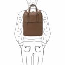 TL Bag 2 Compartments Soft Leather Backpack Dark Taupe TL142136
