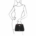 TL Bag Handtasche aus Weichem Leder im Steppdesign Schwarz TL142132