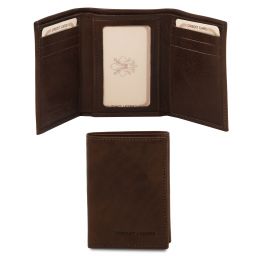 Elegante Cartera de Señor en Piel Marrón oscuro TL140801