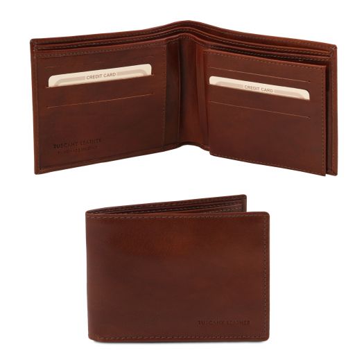 Exklusive Herren Brieftasche aus Leder mit 3 Scheinfächern Braun TL140817
