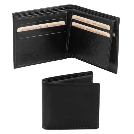 Exklusive Herren Brieftasche aus Leder mit 3 Scheinfächern und Ausweisfach Schwarz TL141353