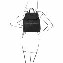 Elba Soft Leather Backpack for Women and 3 Fold Leather Wallet With Coin Pocket Black TL142153