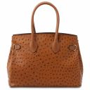 TL Bag Handbag in Ostrich-print Leather Cognac TL142120
