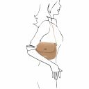 Lipari Schultertasche aus Leder und Brieftasche aus Leder mit 3 Scheinfächern und Münzfach Champagne TL142154