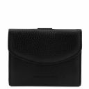 Pantelleria Leather Shopping bag and 3 Fold Leather Wallet With Coin Pocket Black TL142157