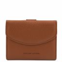 Pantelleria Leather Shopping bag and 3 Fold Leather Wallet With Coin Pocket Cognac TL142157