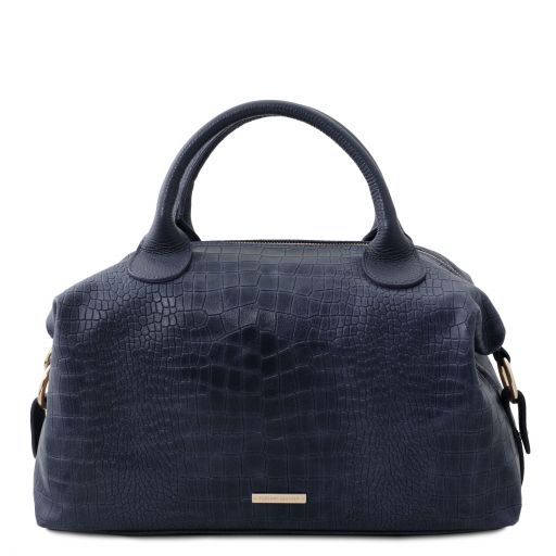 TL Bag Croc Print Soft Leather Maxi Duffle bag Темно-синий TL142121