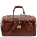 TL Voyager Travel Leather bag With Side Pockets - Large Size Brown TL142135
