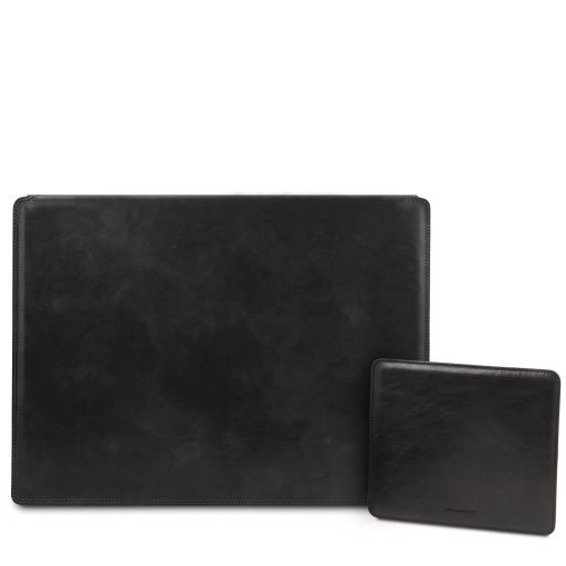 Office Set Sous-main de Bureau Avec Rabat et Tapis de Souris en Cuir Noir TL142161