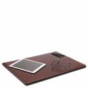 Premium Office Set Sottomano da Scrivania con Ribalta, Tappetino per Mouse e Vuotatasche in Pelle Marrone TL142162