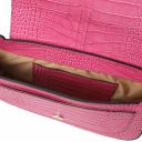 Noemi Croc print leather clutch handbag Fuchsia TL142065