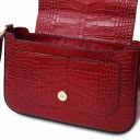 Noemi Croc Print Leather Clutch Handbag Red TL142065