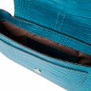 Noemi Croc print leather clutch handbag Turquoise TL142065