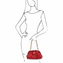 TL Bag Soft Leather Clutch With Chain Strap Lipstick Red TL142184