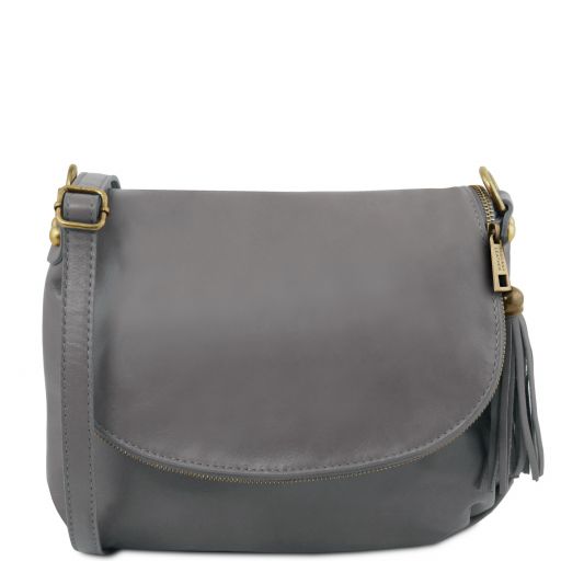 TL Bag Soft Leather Shoulder bag With Tassel Detail Grey TL141223