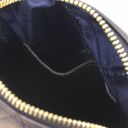 TL Bag Mini Schultertasche aus Weichem Leder im Steppdesign Schwarz TL142169