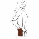 TL Bag Mini Schultertasche aus Weichem Leder im Steppdesign Beige TL142169