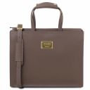 Palermo Saffiano Leather Briefcase 3 Compartments for Women Dark Taupe TL141369