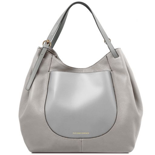 Cinzia Borsa Shopping in Pelle Morbida Grigio chiaro TL142144