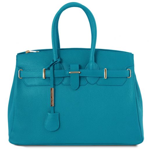 TL Bag Leather Handbag With Golden Hardware Turquoise TL141529