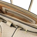 TL Bag Borsa a Mano in Pelle Stampata Effetto Struzzo Beige TL142120
