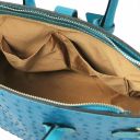 TL Bag Bolso de Mano en Piel Estampada Efecto de Avestruz Turquesa TL142120