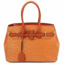 TL Bag Handbag in Ostrich-print Leather Brandy TL142120