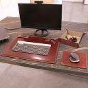 Premium Office Set Schreibtischunterlage, Mauspad und Schale aus Leder Braun TL142088