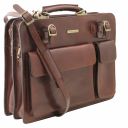 Venezia Leather Briefcase 2 Compartments Brown TL141268